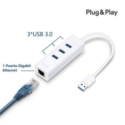 Hub USB 3-0 TP-Link UE330- 3xUSB- 1xRJ45- Blanco