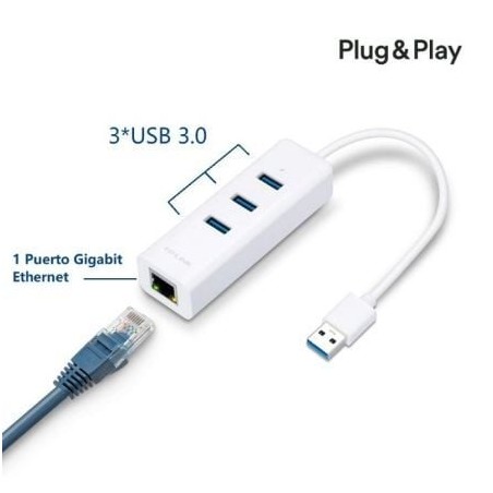 Hub USB 3-0 TP-Link UE330- 3xUSB- 1xRJ45- Blanco