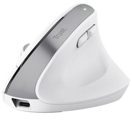 Ratón Ergonómico Inalámbrico por Bluetooth Trust Bayo+- Batería Recargable- Hasta 2400 DPI- Blanco