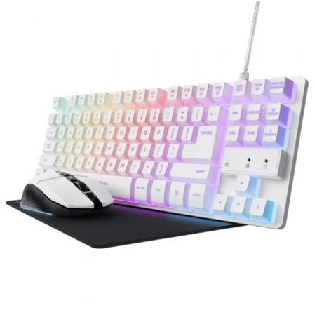 Pack Gaming Trust Gaming GXT 794W- Teclado RGB + Ratón RGB + Alfombrilla