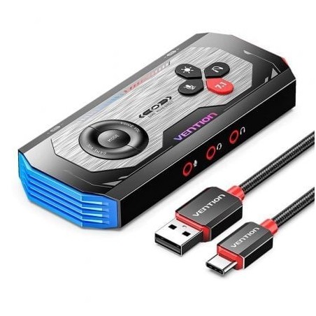 Tarjeta de Sonido Gaming con Amplificador Vention CVAB0- USB Tipo-C Macho - 3xJack 3-5 Hembra