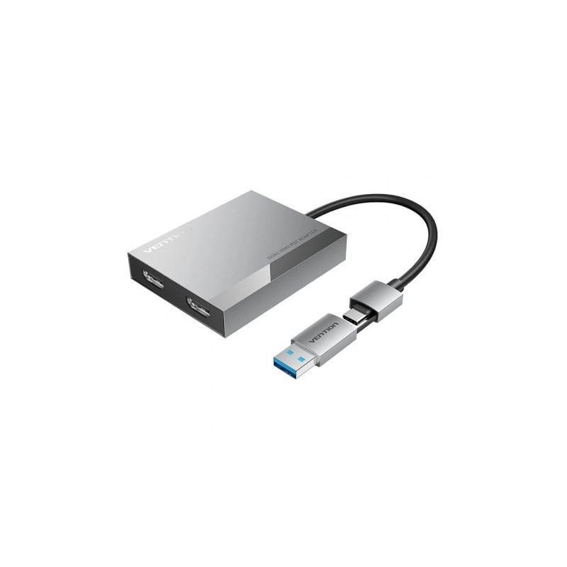 Conversor Vention ACXHB- USB Tipo-C Macho- USB Macho - 2x HDMI Hembra- 15cm- Gris