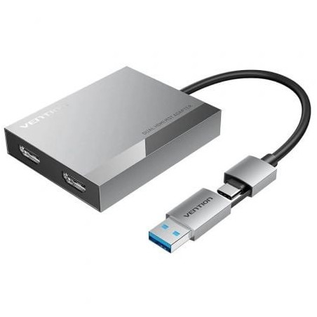 Conversor Vention ACXHB- USB Tipo-C Macho- USB Macho - 2x HDMI Hembra- 15cm- Gris