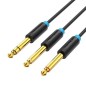 Cable Estéreo Vention BATBH- Jack 6-35 Macho - 2x Jack 6-35 Macho- 2m- Negro