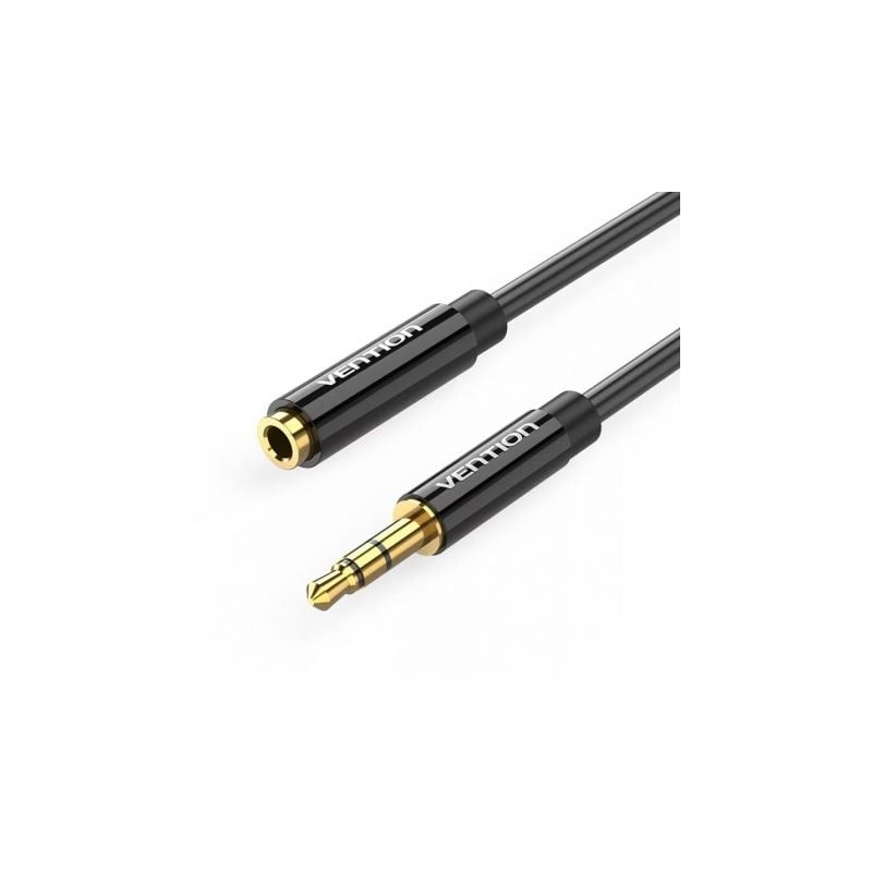 Cable Estéreo Vention BBZBF- Jack 3-5 Macho - Jack 3-5 Hembra- 1m- Negro