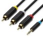 Cable Estéreo Vention BCCBG- Jack 2-5 Macho - 3x RCA Macho- 1-5m- Negro