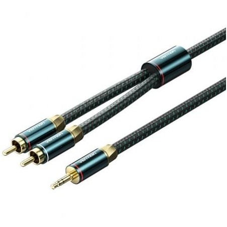 Cable Audio Vention BCSGF- 2x RCA Macho - Jack 3-5 Macho- 1m- Verde y Negro