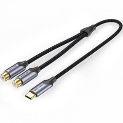 Cable Conversor Vention BGVHD- 2x RCA Hembra - USB Tipo-C Macho- 50cm- Gris