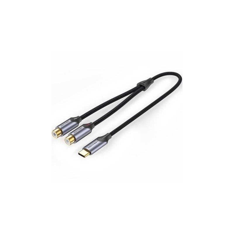 Cable Conversor Vention BGVHD- 2x RCA Hembra - USB Tipo-C Macho- 50cm- Gris