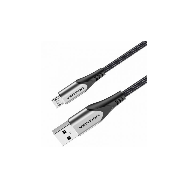 Cable USB 2-0 Vention COAHH- microUSB Macho - USB Macho- Hasta 60W- 480Mbps- 2m- Gris