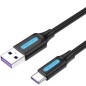 Cable USB 2-0 Tipo-C Vention CORBH- USB Macho - USB Tipo-C Macho- Hasta 100W- 480Mbps- 2m- Negro