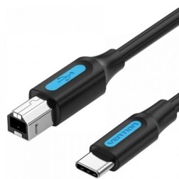 Cable USB 2-0 Impresora Vention CQUBF- USB Tipo-B Macho - USB Tipo-C Macho- 480Mbps- 1m- Negro