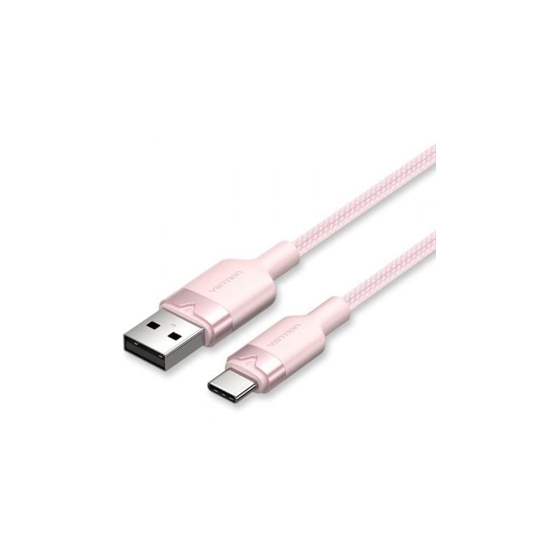 Cable USB 2-0 Tipo-C Vention CTNPF- USB Tipo-C Macho - USB Macho- Hasta 60W- 480Mbps- 1m- Rosa