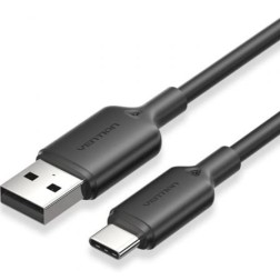 Cable USB 2-0 Tipo-C Vention CTQBF- USB Tipo-C Macho - USB Macho- Hasta 60W- 480Mbps- 1m- Negro