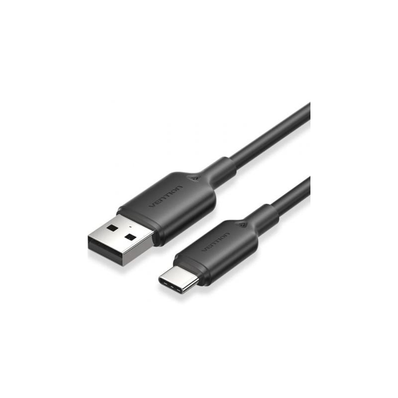 Cable USB 2-0 Tipo-C Vention CTQBF- USB Tipo-C Macho - USB Macho- Hasta 60W- 480Mbps- 1m- Negro