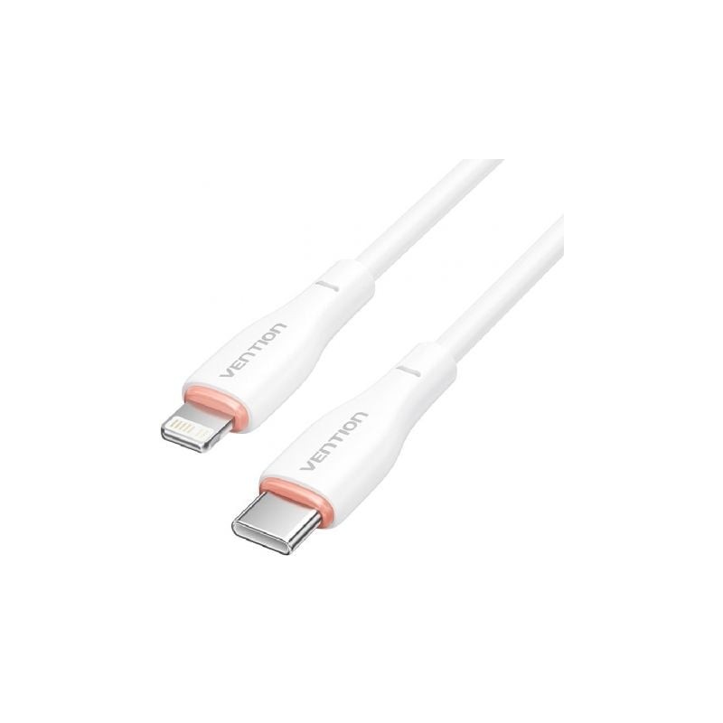 Cable USB Tipo-C Lightning Vention H28WF- USB Tipo-C Macho - Lightning Macho- 1m- Blanco