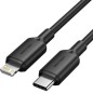 Cable USB 2-0 Tipo-C Lightning Vention LAKBF- USB Tipo-C Macho - Lightning Macho- Hasta 27W- 480Mbps- 1m- Negro