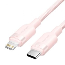 Cable USB Tipo-C Lightning Vention LALPH- USB Tipo-C Macho - Lightning Macho- 27W- 480Mbps- 2m- Rosa