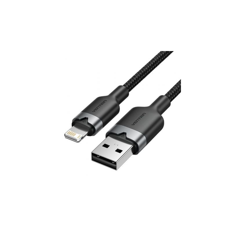 Cable USB Lightning Vention LANBF- USB Macho - Lightning Macho- 480Mbps- 1m- Negro