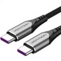 Cable USB 2-0 Tipo-C Vention TAEHG- USB Tipo-C Macho - USB Tipo-C Macho- Hasta 100W- 480Mbps- 1-5m- Gris