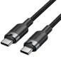 Cable USB 2-0 Tipo-C 3A Vention TRDBH- USB Tipo-C Macho - USB Tipo-C Macho- Hasta 60W- 480Mbps- 2m- Negro