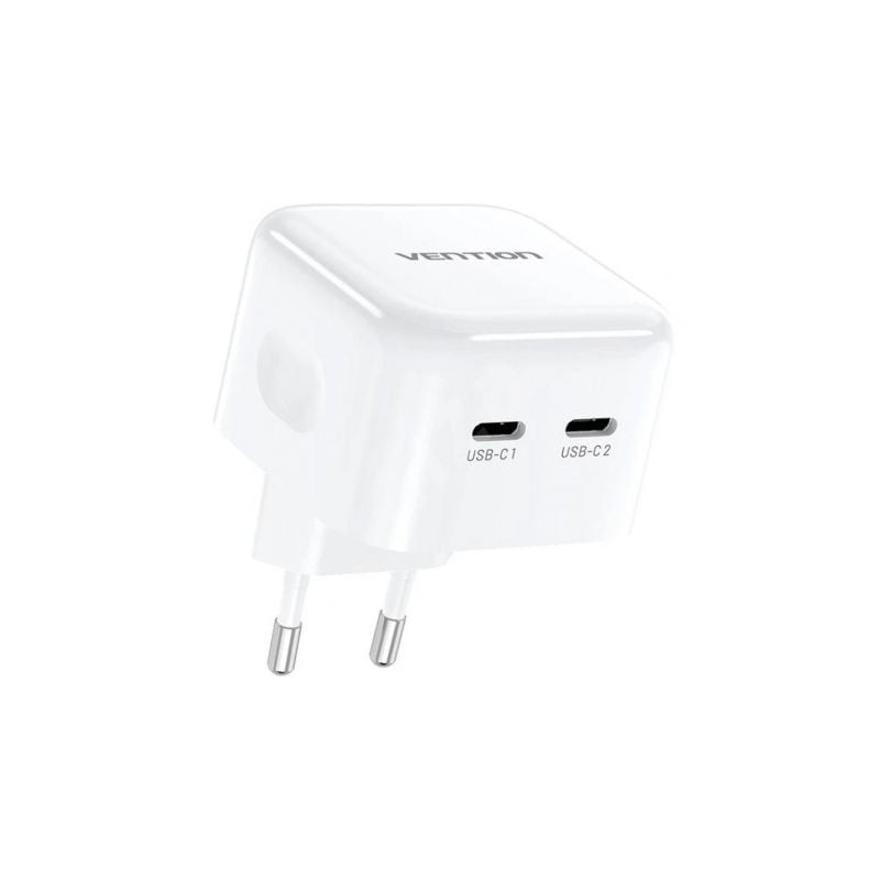 Cargador Gan de Pared Vention FBPW0-EU- 2xUSB Tipo-C- 35W