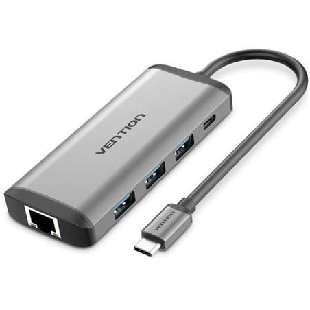 Docking USB Tipo-C Vention CNDHB- 1xHDMI- 3xUSB- 1xUSB Tipo-C PD- 1xRJ45- 1xLector tarjetas- Gris