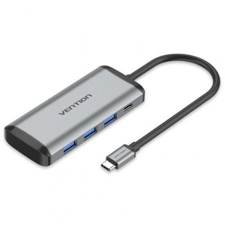 Docking USB Tipo-C Vention TGRHB- 3xUSB- 1xLector Tarjetas- 1xUSB Tipo-C PD- Gris