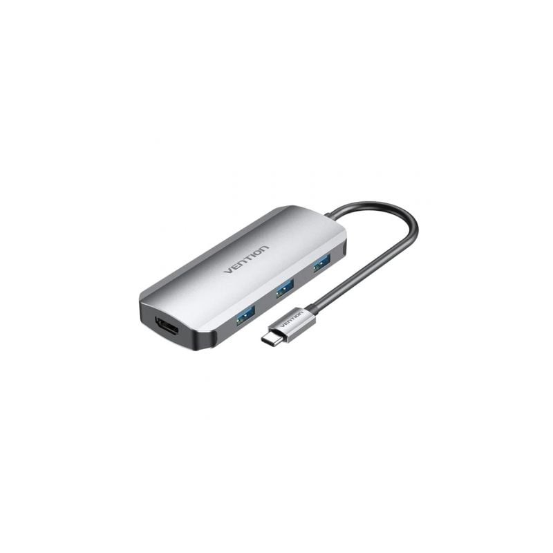 Docking USB Tipo-C Vention TODHB- 1xHDMI- 3xUSB- 1xUSB Tipo-C PD- Gris