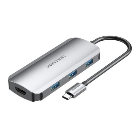 Docking USB Tipo-C Vention TODHB- 1xHDMI- 3xUSB- 1xUSB Tipo-C PD- Gris