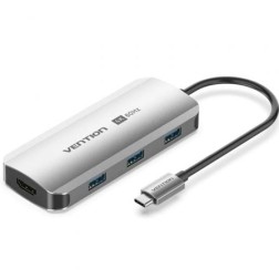 Docking USB Tipo-C Vention TQDHB- 1xHDMI 4K- 3xUSB- 1xUSB Tipo-C PD- Gris