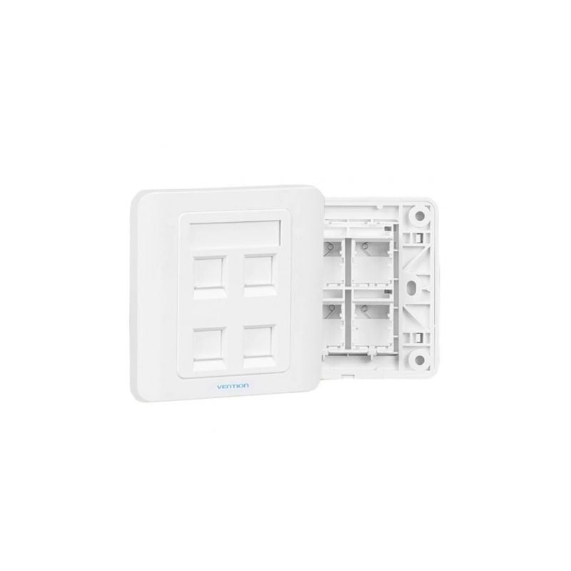 Placa de Pared Tipo 86 Vention IFCW0- 4 Puertos RJ45