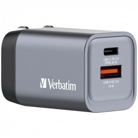 Cargador de Pared Universal Verbatim GNC-35- 1xUSB Tipo-C- 1xUSB- 35W