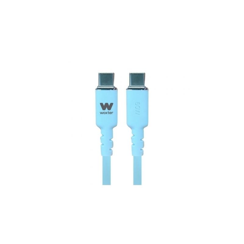 Cable USB 2-0 Tipo-C Woxter PE26-188- USB Tipo-C Macho - USB Tipo-C Macho- Hasta 60W- 480Mbps- 1-2m- Azul