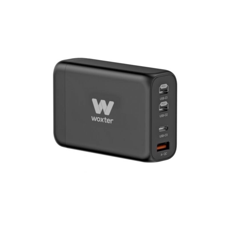 Cargador GaN de Pared Woxter PE26-178- 3xUSB Tipo-C + Cable USB Tipo-C- 1xUSB- 140W