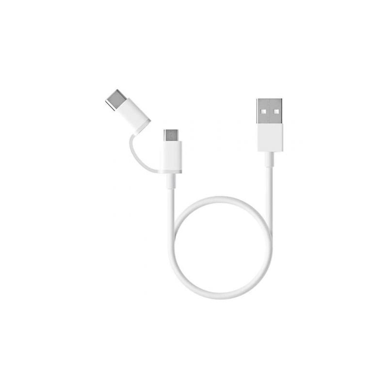 Cable USB 2-0 Xiaomi SJV4083TY- USB Macho - Micro USB Macho- USB Tipo-C Macho- 30cm- Blanco