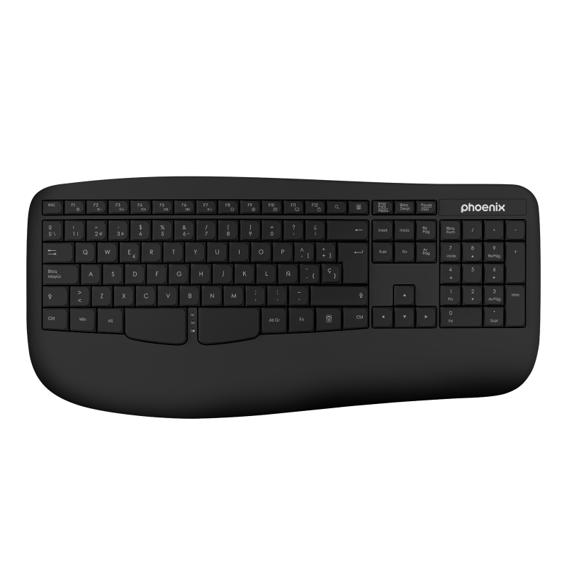 Phoenix k201 teclado ergonomico inalambrico 2-4ghz