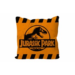 Cojin cuadrado caution logo naranja jurassic