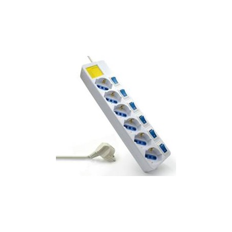 REGLETA EWENT 6 TOMAS SHUKO VERSION BLANCA 16A CON INTERRUPTOR ON-OFF 1-5M