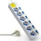 REGLETA EWENT 6 TOMAS SHUKO VERSION BLANCA 16A CON INTERRUPTOR ON-OFF 1-5M