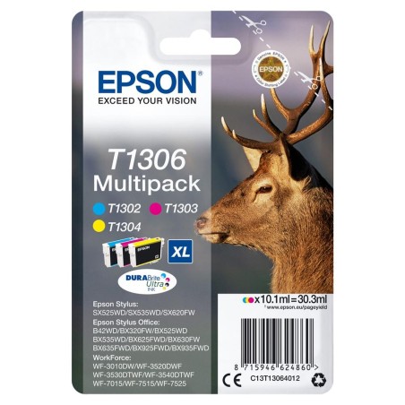 Cartucho de Tinta Original Epson T1306 XL Alta Capacidad Multipack- Cian- Amarillo- Magenta