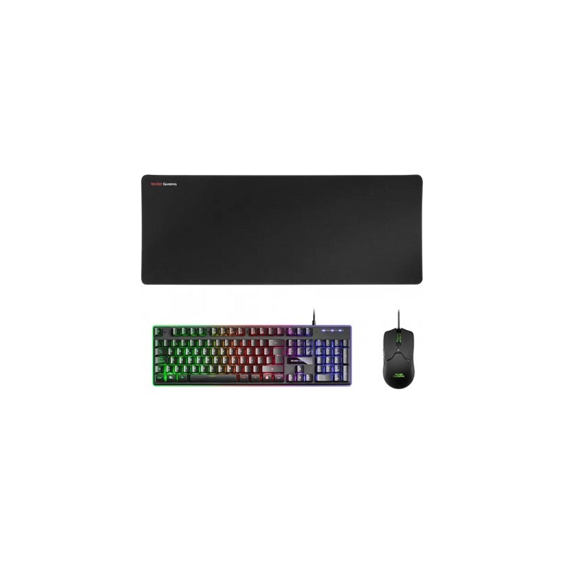 Pack Gaming Mars Gaming MCPX- Teclado H-MECH + Ratón Óptico + Alfombrilla- Negro