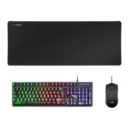 Pack Gaming Mars Gaming MCPX- Teclado H-MECH + Ratón Óptico + Alfombrilla- Negro