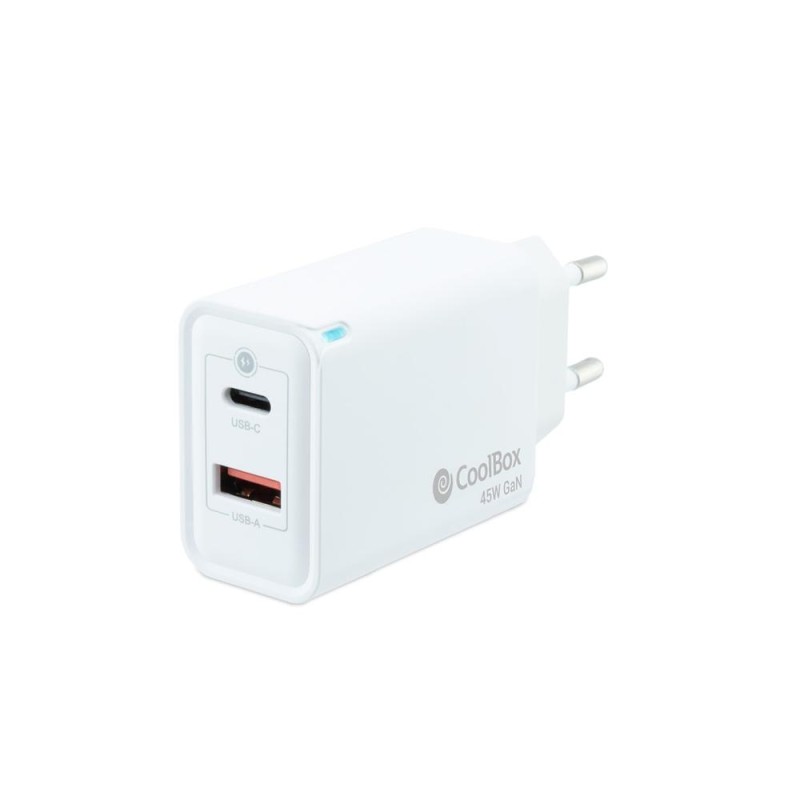 CARGADOR COOLBOX GAN 45W USB-C-USB-A PARED