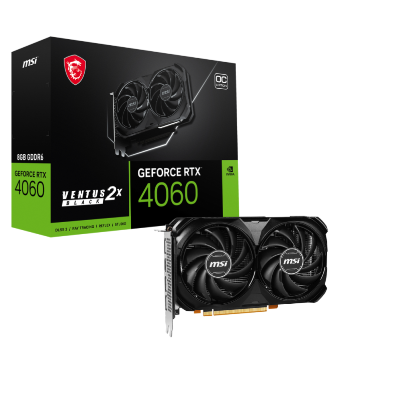 TARJETA GRAFICA MSI RTX 4060 VENTUS 2X BLACK 8GB OC TARJETA GRAFICA MSI RTX 4060 VENTUS 2X BLACK 8GB OC