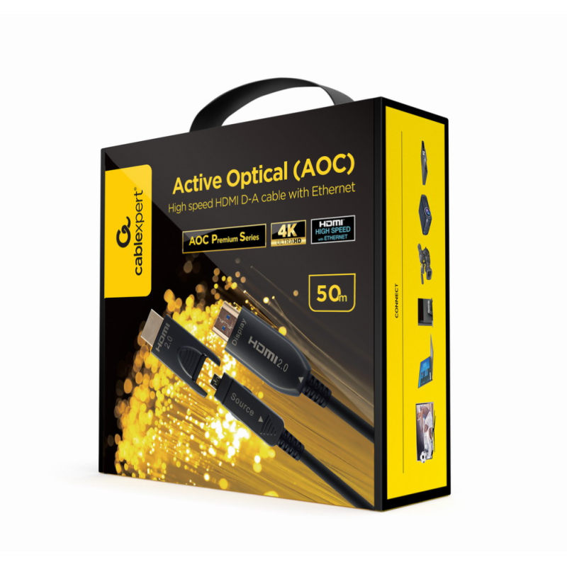 CABLE AOC HDMI D-A DE ALTA VELOCIDAD CON ETHERNET AOC PREMIUM SERIES 50 M