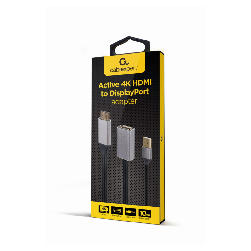 ADAPTADOR GEMBIRD ACTIVO 4K HDMI MACHO A DISPLAYPORT HEMBRA NEGRO