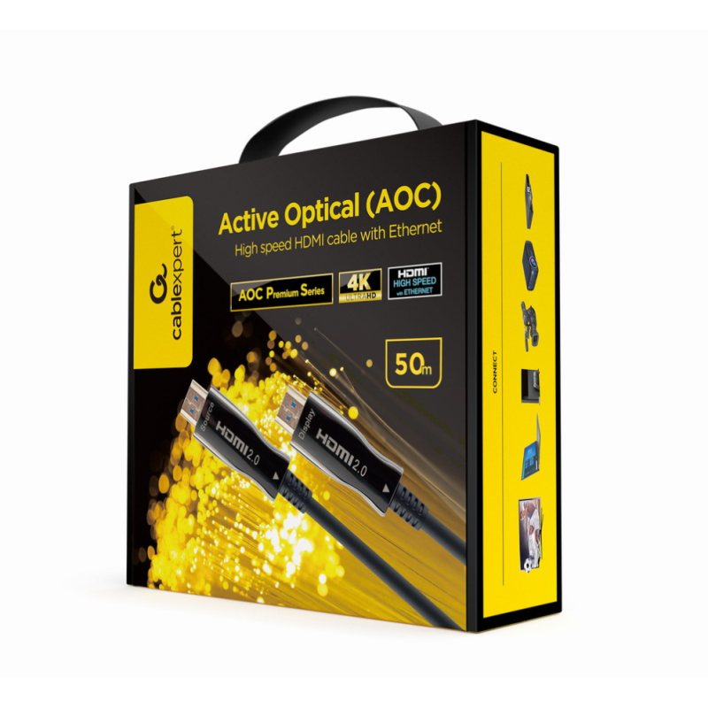 CABLE HDMI GEMBIRD DE ALTA VELOCIDAD CON OPTICA ACTIVA AOC CON ETHERNET 50 M