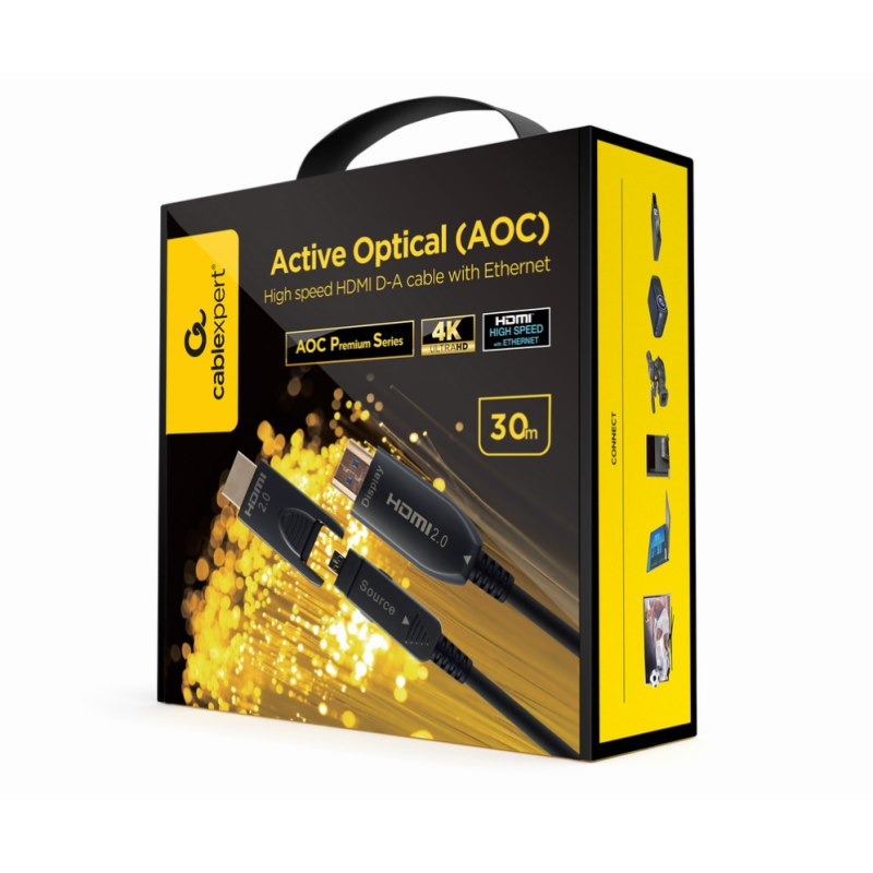 CABLE AOC HDMI D-A DE ALTA VELOCIDAD CON ETHERNET AOC PREMIUM SERIES 30 M CABLE AOC HDMI D-A DE ALTA VELOCIDAD CON ETHERNET AOC PREMIUM SERIES 30 M