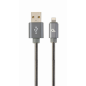 CABLE DE DATOS Y CARGA PREMIUM GEMBIRD 8 PINES METAL EN ESPIRAL, 2M, GRIS